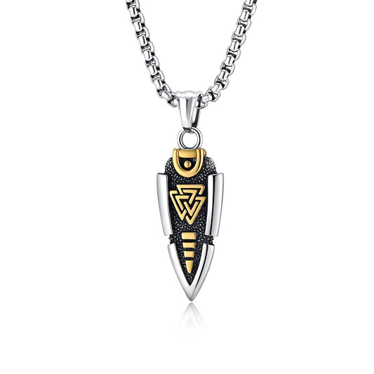 Kemstone Arrowhead Geometric Stainless Steel Pendant Necklace for Men K-PT566