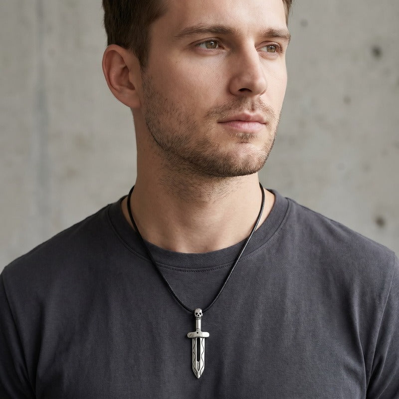 Kemston Stainless Steel Viking Axe Pendant Necklace for Men Gothic KP118608-LU