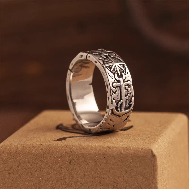 Kemstone Vintage Anchor Ring – Titanium Steel 9MM for Men NW-SR256