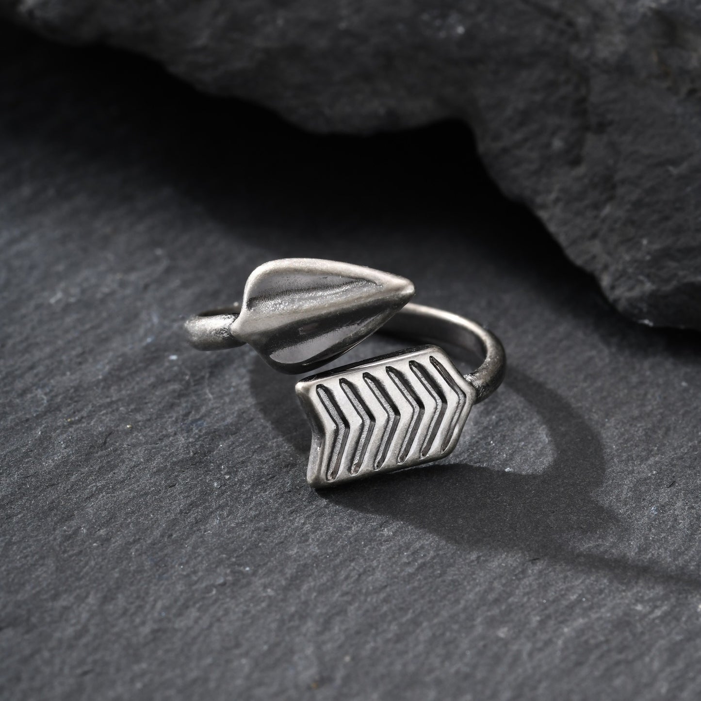 Kemstone Stainless Steel Arrow Open Ring – Minimalist Wrap Style for Men RC-1018G