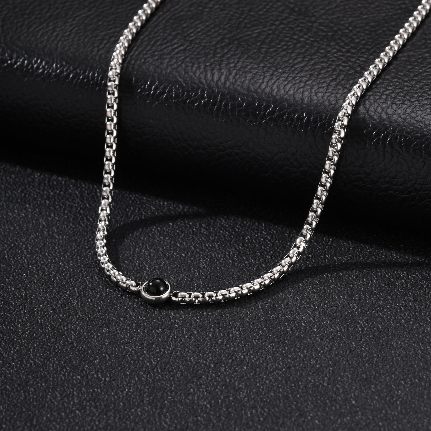 Kemston Stainless Steel Black Stone Beaded Necklace for Men Vintage Style NC-2944S