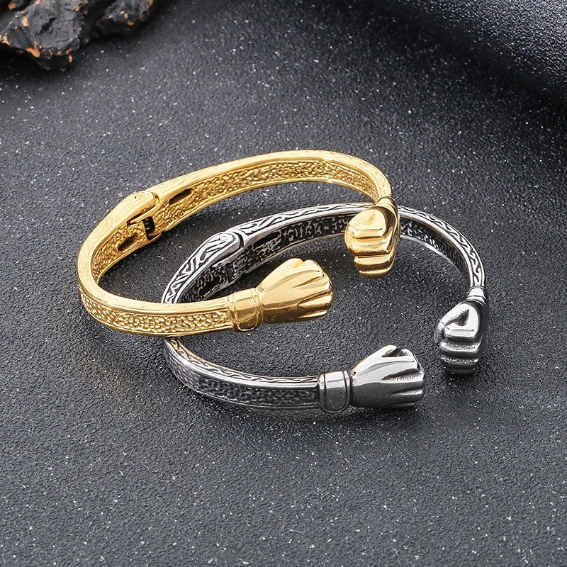 Kemstone Titanium Steel Boxing Fist Cuff Bracelet for Men – Vintage Power KB184795-KJX