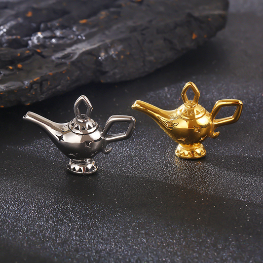 Kemstone Titanium Steel Aladdin Lamp Pendant Necklace – Vintage Wish Symbol for Men KP119296-KJX