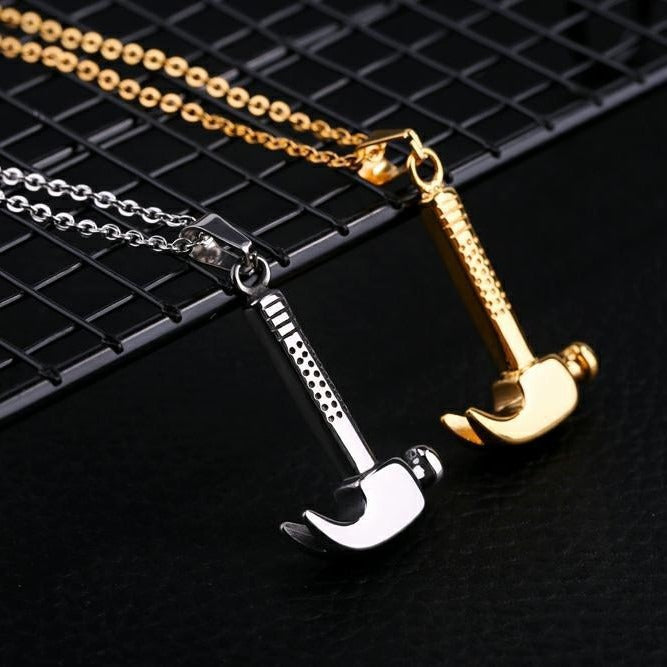 Kemstone Hammer Pendant Necklace for Men Titanium Steel Vintage TN0093