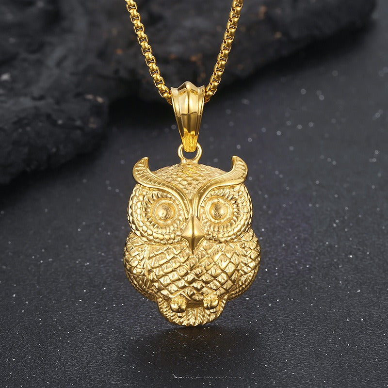 Kemstone Titanium Steel Owl Pendant Necklace for Men  KP119294-KJX