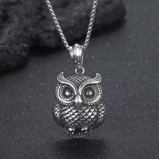 Kemstone Titanium Steel Owl Pendant Necklace for Men  KP119294-KJX