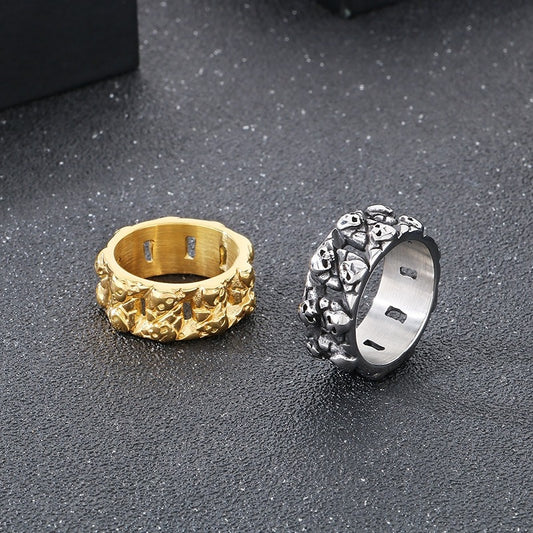 Kemstone Titanium Steel Skull Ring – Vintage Punk Cast Design for Men KR110794-KJX