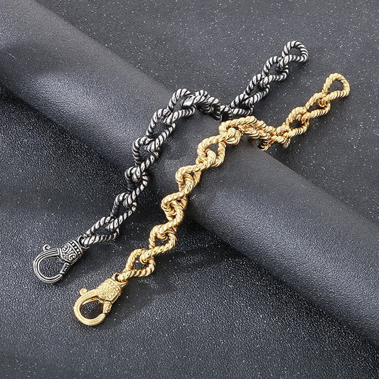 Kemstone Titanium Steel Twisted Rope Chain Bracelet for Men – Vintage Punk KB184819-KJX