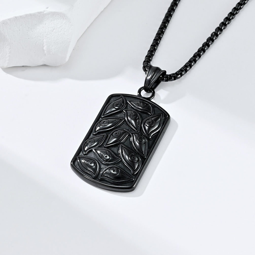 Kemstone Men’s Stainless Steel Necklace – Vintage All-Seeing Eye Pendant K-PT422