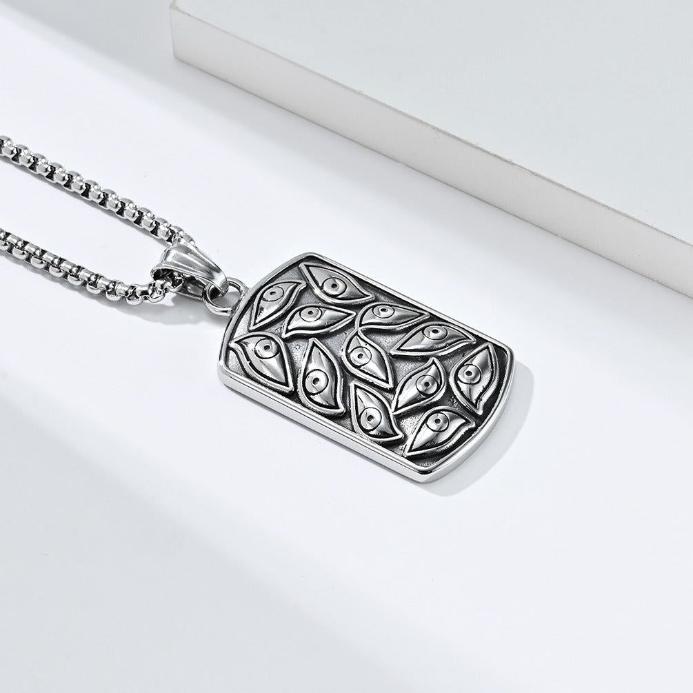 Kemstone Men’s Stainless Steel Necklace – Vintage All-Seeing Eye Pendant K-PT422