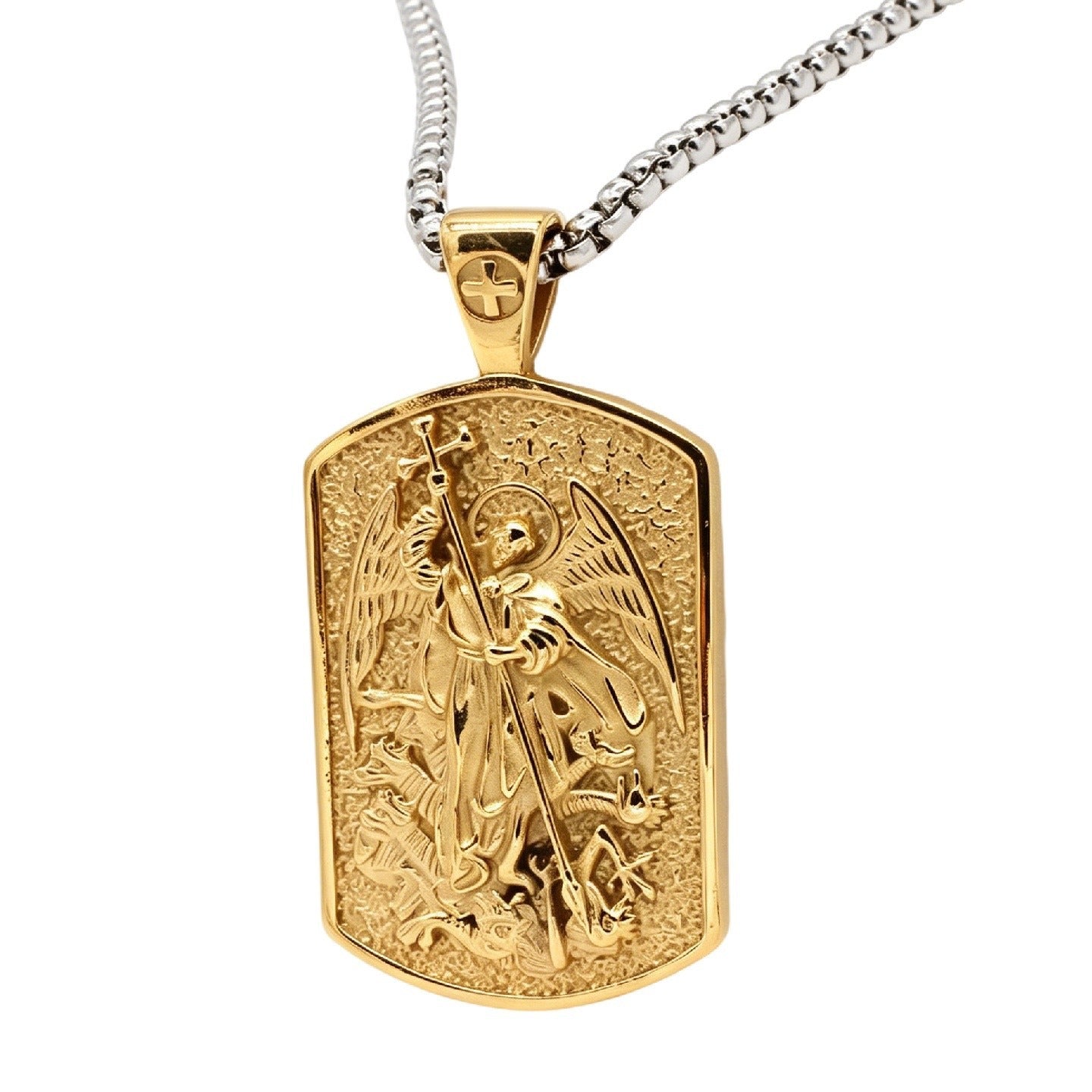 Kemstone Titanium Steel Winged Pendant Necklace for Men Vintage Relief Tag P1554