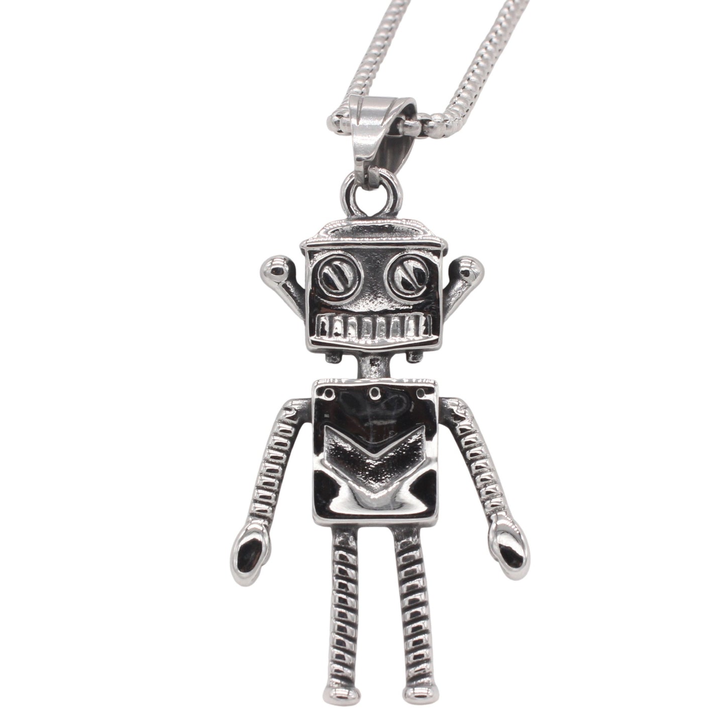 Kemstone Vintage Robot Titanium Steel Pendant Necklace for Men P1499