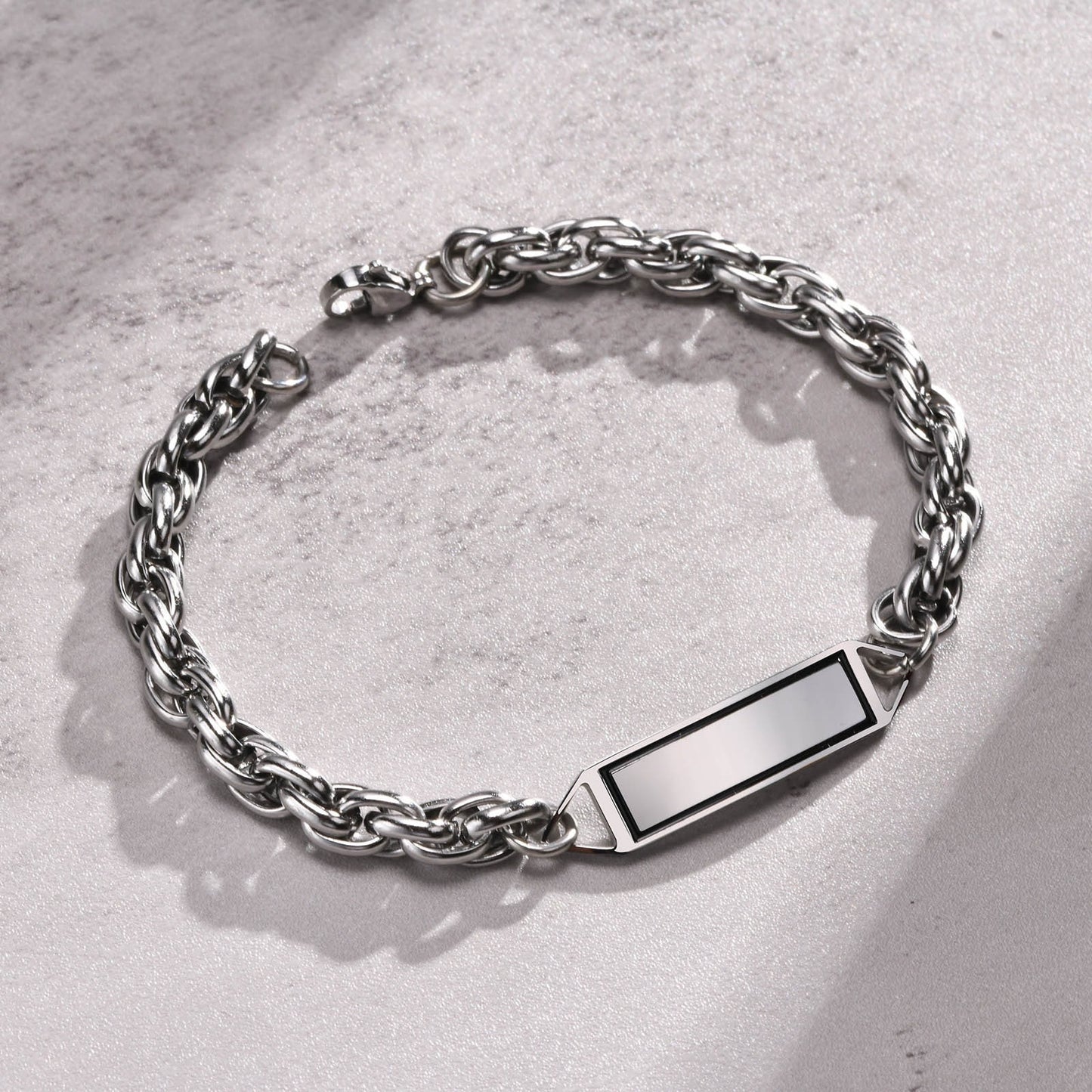 Kemstone Stainless Steel ID Chain Bracelet for Men Vintage Silver BR-1488S