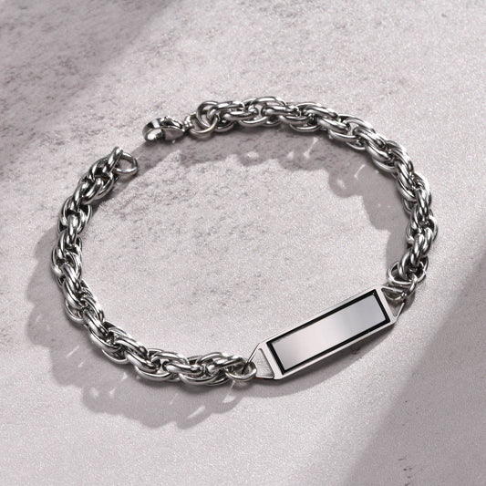 Kemstone Stainless Steel ID Chain Bracelet for Men Vintage Silver BR-1488S