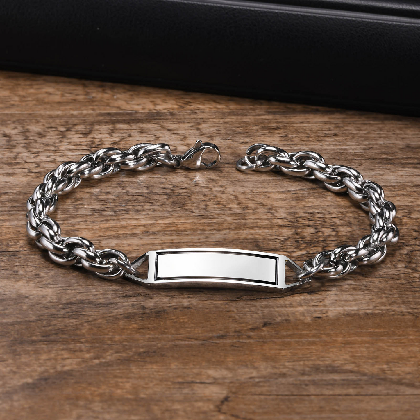 Kemstone Stainless Steel ID Chain Bracelet for Men Vintage Silver BR-1488S