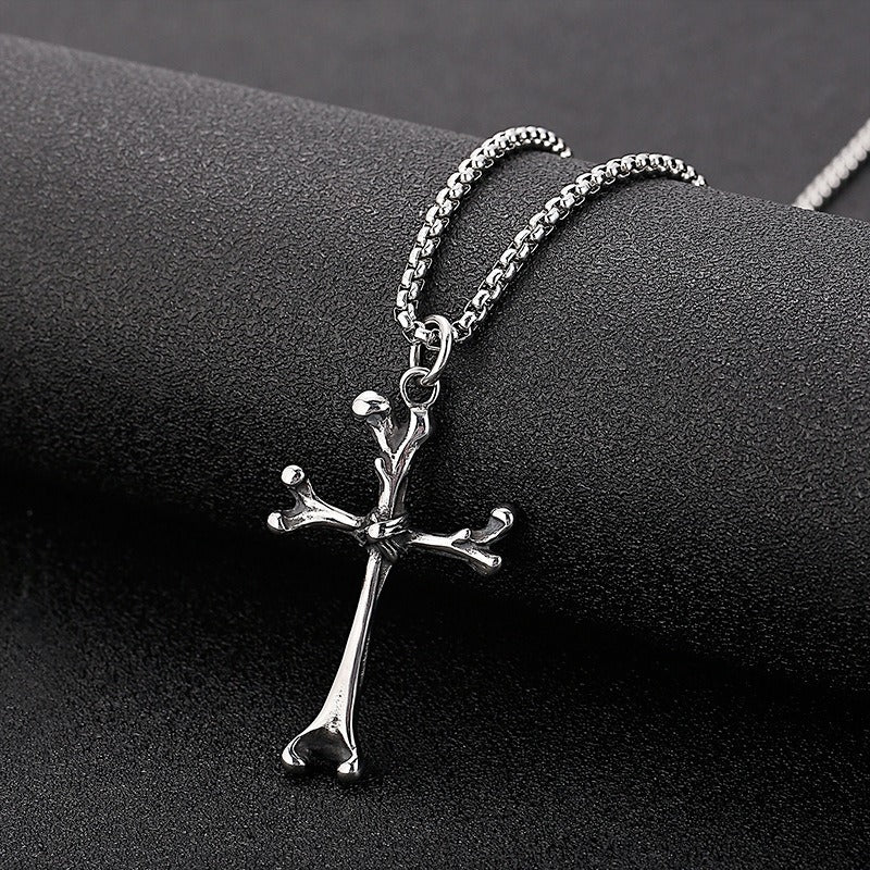 Kemstone Titanium Steel Bone Cross Necklace for Men Gothic KP97633