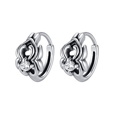 Kemstone Stainless Steel Cubic Zirconia Hoop Earring for Men Wrapped Setting Vintage Silver EH-885