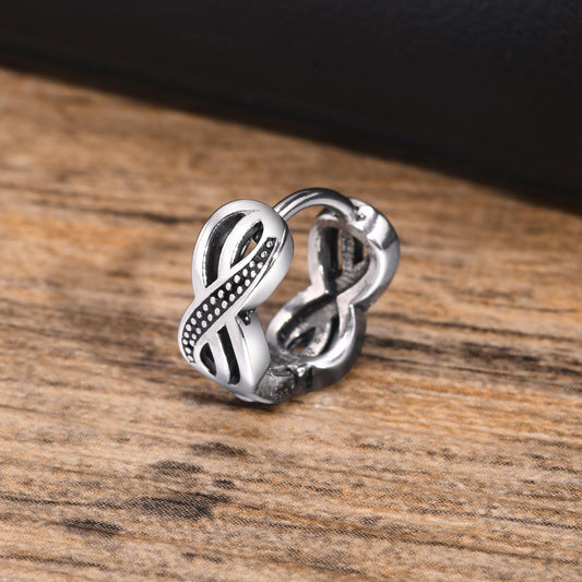 Kemstone Men’s Stainless Steel Infinity Hoop Earring – Vintage Silver EH-687