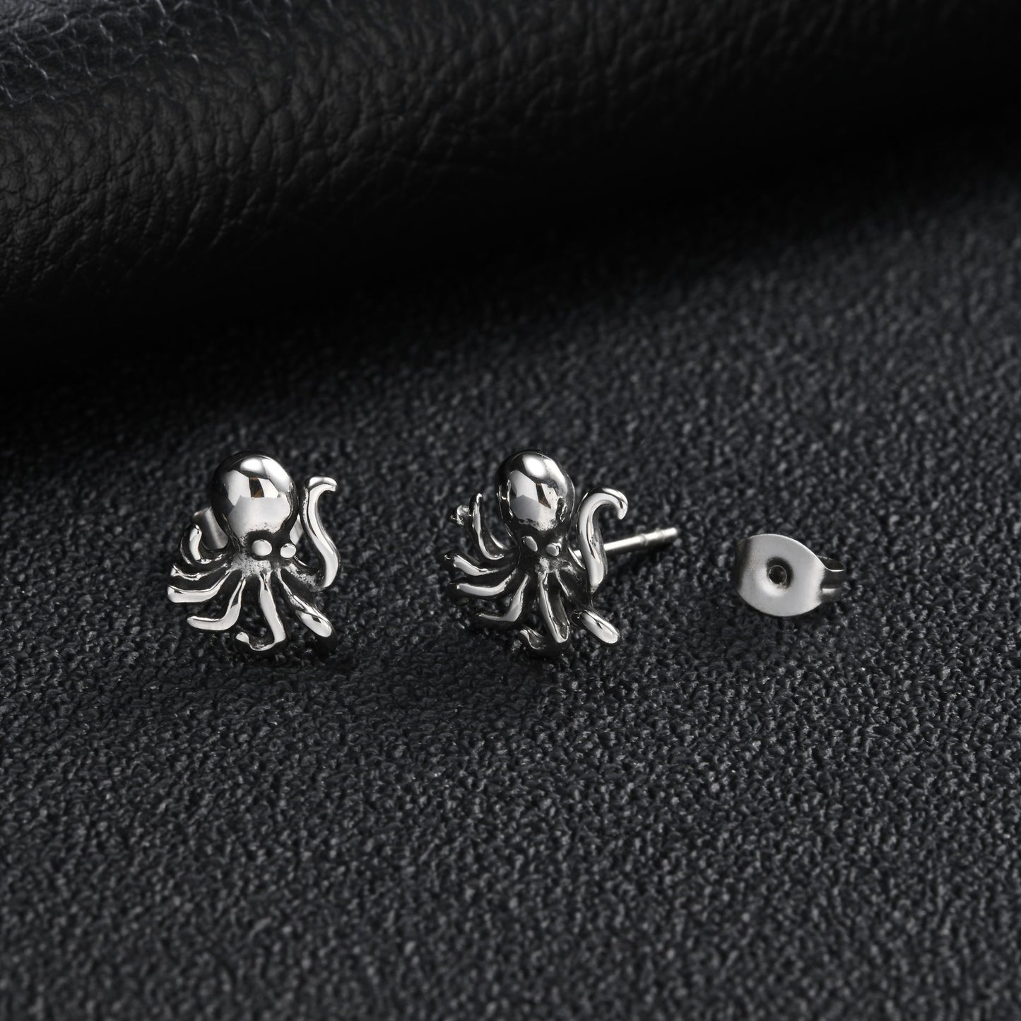 Kemstone Stainless Steel Octopus Stud Earring for Men Vintage Silver ES-831