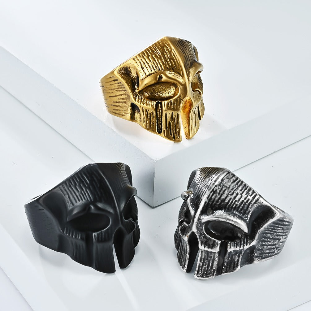 Kemstone Vintage Armor Skull Ring for Men Stainless Steel K-R1025