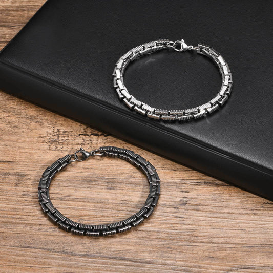Kemstone Stainless Steel Square Link Chain Bracelet for Men Vintage BR-2043S