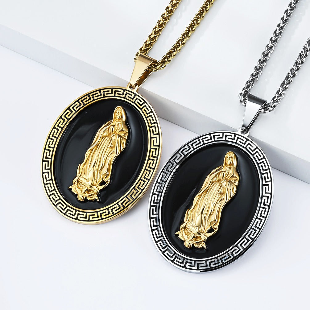 Kemstone Portrait Relief Pendant Necklace – Stainless Steel Vintage Street Style K-PT697