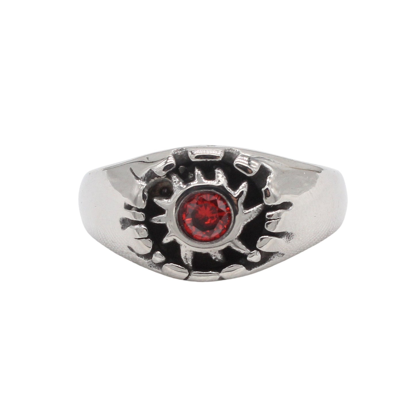 Kemstone Sun Cubic Zirconia Titanium Steel Ring for Men & Women R1933