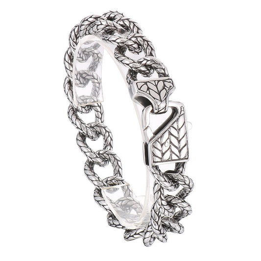 Kemstone Vintage Byzantine Chain Bracelet – Textured Titanium Steel for Men KB165136-KJX