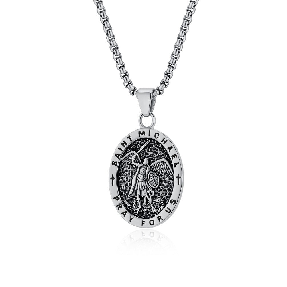 Kemstone Stainless Steel Vintage Medallion Pendant Necklace for Men K-PT604