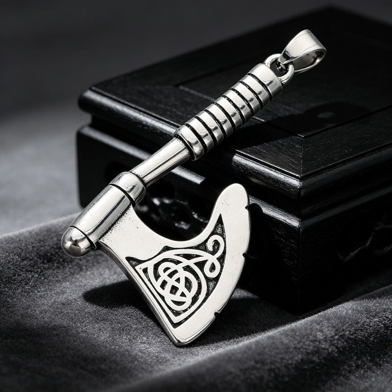 Kemston Stainless Steel Viking Axe Pendant Necklace for Men Gothic KP118608-LU