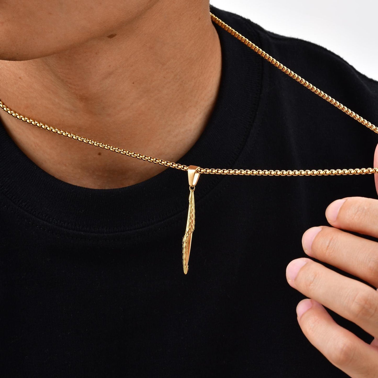 Kemstone Men’s Stainless Steel Hammered Bar Pendant Necklace PN-2217