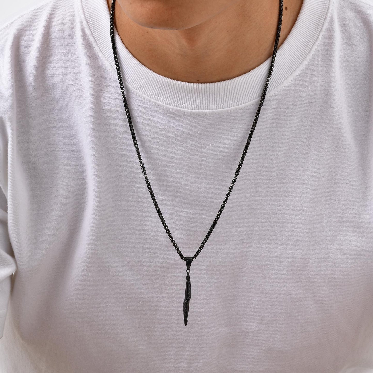 Kemstone Men’s Stainless Steel Hammered Bar Pendant Necklace PN-2217