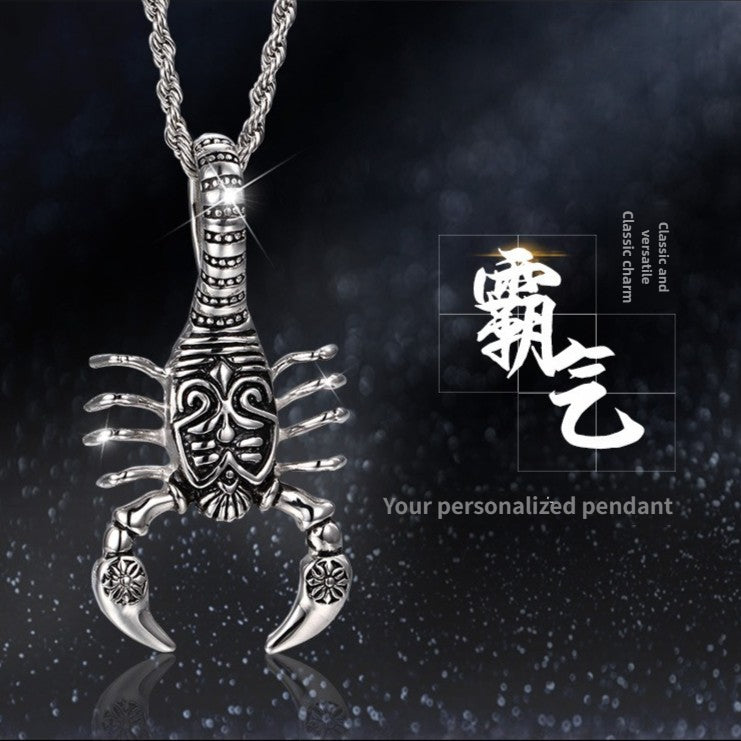 Kemstone Men’s Titanium Steel Scorpion Pendant Necklace – Punk Totem KP52590-BD