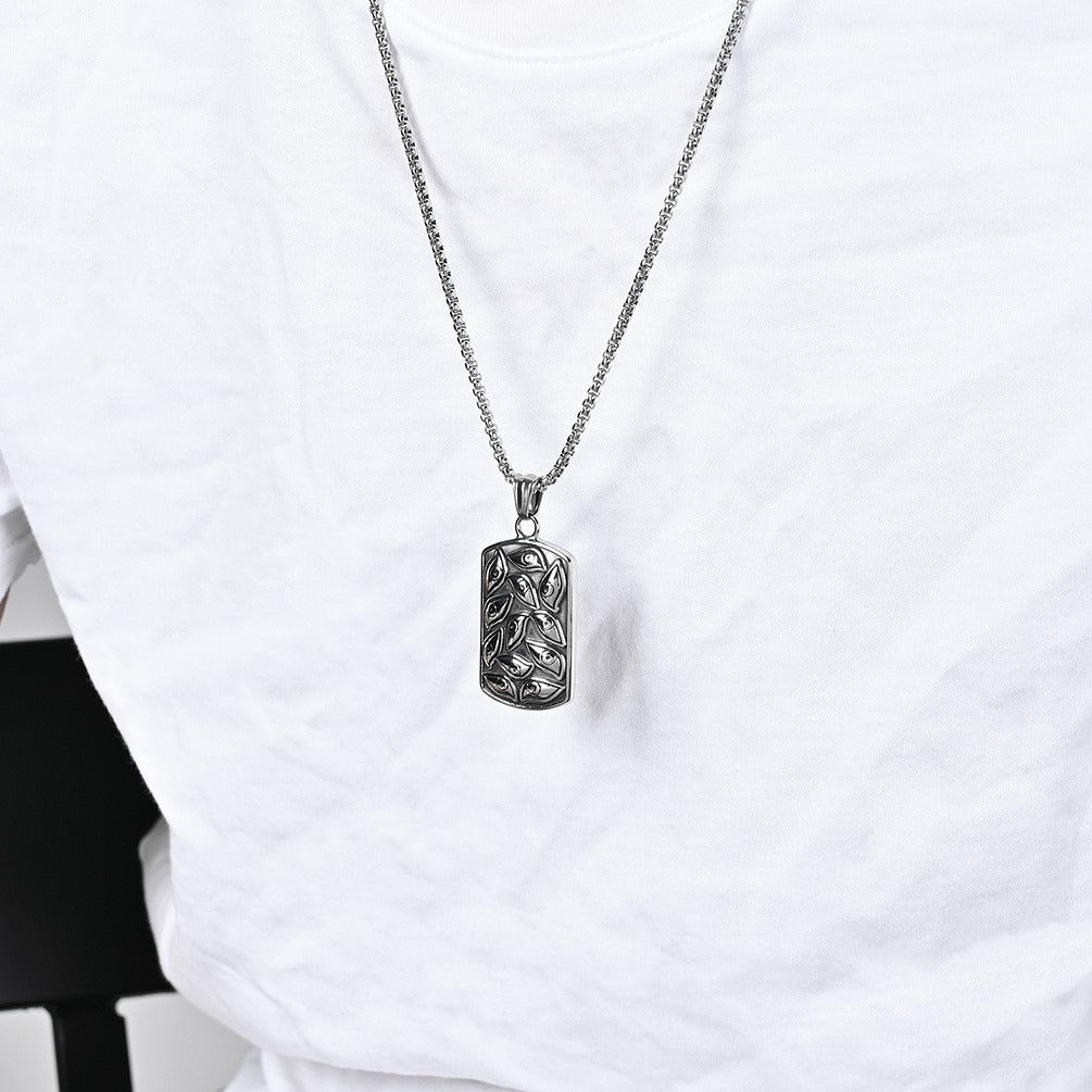 Kemstone Men’s Stainless Steel Necklace – Vintage All-Seeing Eye Pendant K-PT422