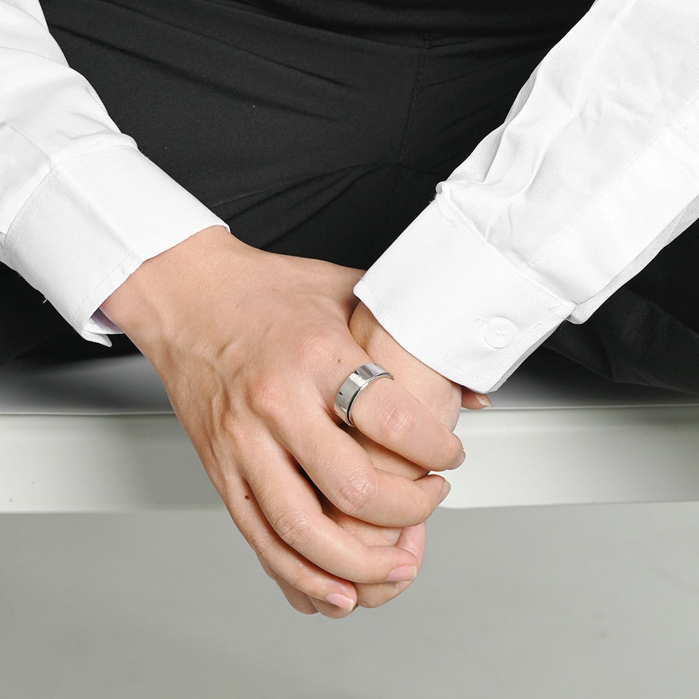 Kemstone Spinner Ring for Men Stainless Steel Matte Rotating Design K-R1148