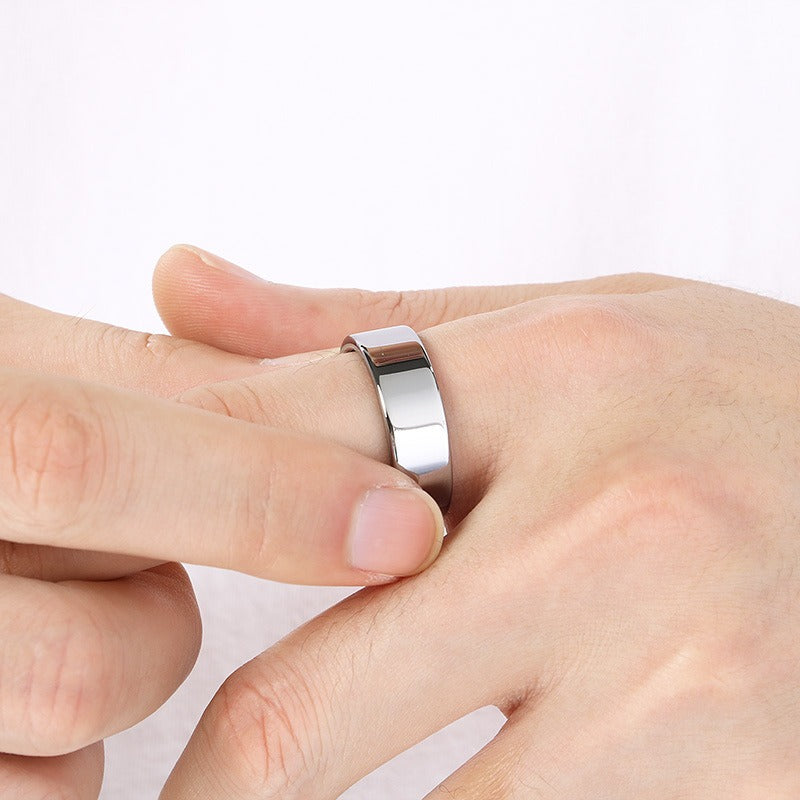 Kemstone Men’s Tungsten Steel Ring – 8mm Polished Minimalist Band KR114256-TS