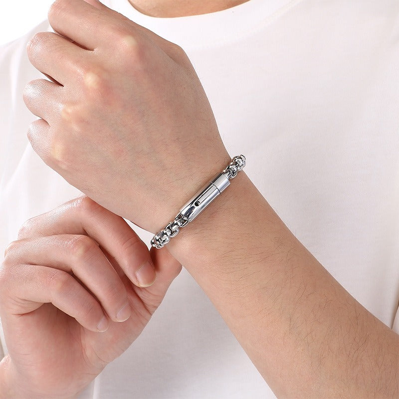Kemstone Box Link Bracelet Titanium Steel 8mm Chain for Men Women KB212670-Z