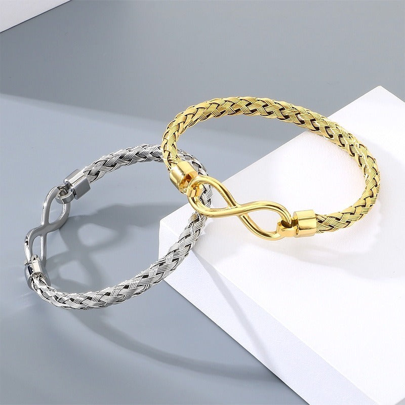 Kemstone Infinity Bracelet for Men Titanium Steel Braided Chain Gold Silver KB212143-KFC