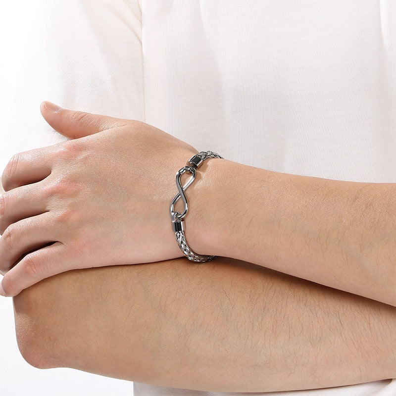 Kemstone Infinity Bracelet for Men Titanium Steel Braided Chain Gold Silver KB212143-KFC