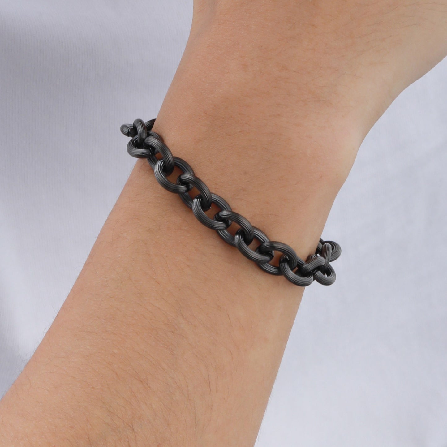 Kemstone Stainless Steel Cross Chain Bracelet for Men – Brushed Black Style BR2288