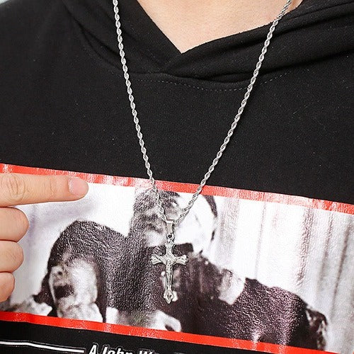 Kemstone Stainless Steel Cross Pendant Necklace for Men – Minimal Polished Design KP93858-Z