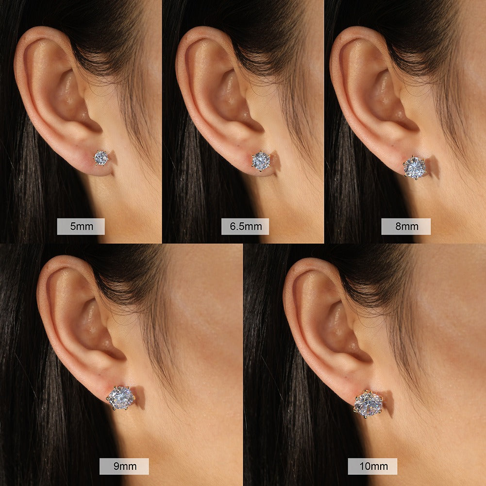 Kemstone 925 Sterling Silver Round Stud Earrings for Women 8A Cubic Zirconia Gold Silver LZE07
