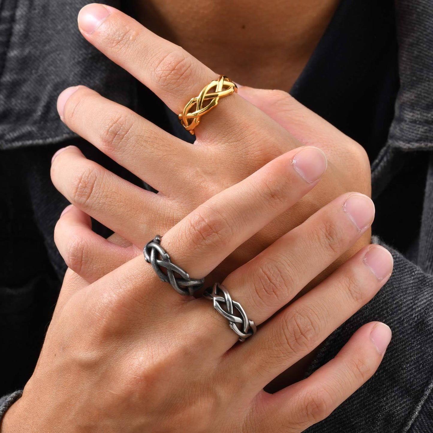 Kemstone Stainless Steel Vine Ring for Men – Thorn Openwork RC-638