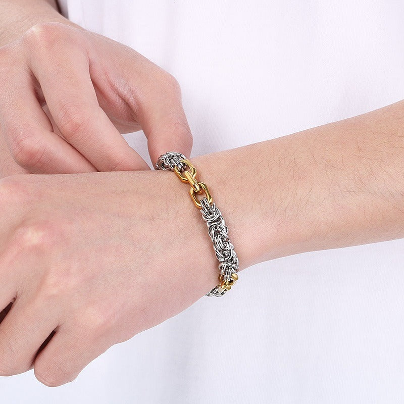 Kemston Braided Bracelet for Men Titanium Steel Handmade Chain Hip Hop Wristband KB186475-Z