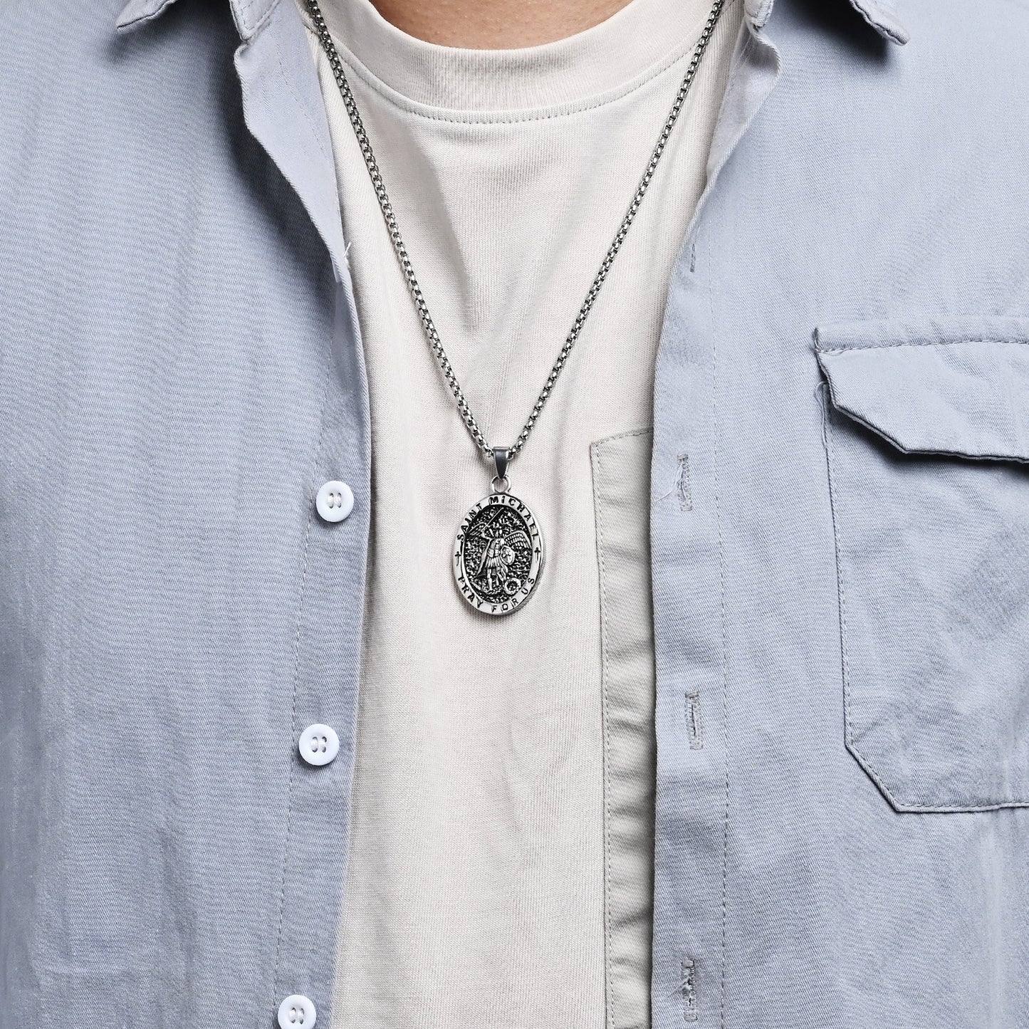 Kemstone Stainless Steel Vintage Medallion Pendant Necklace for Men K-PT604