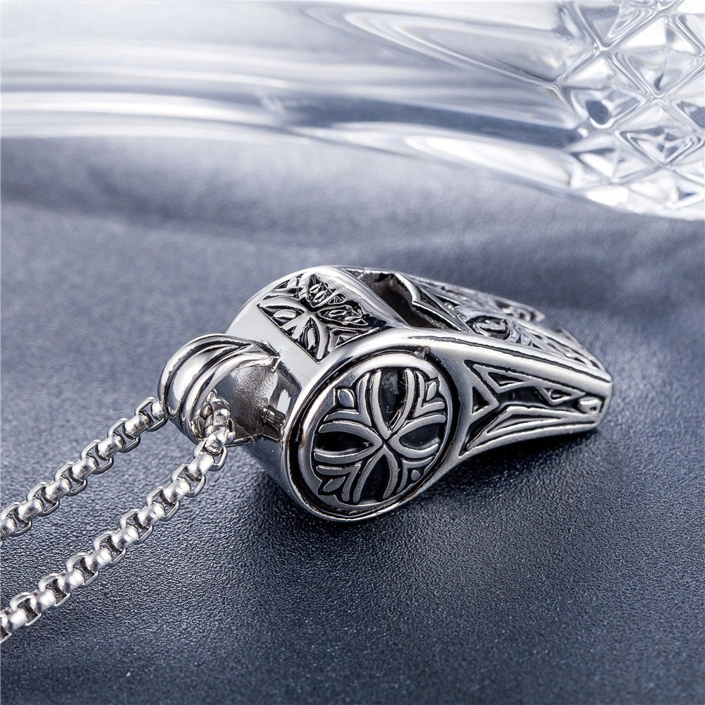 Kemstone Titanium Steel Whistle Pendant Necklace for Men P0146
