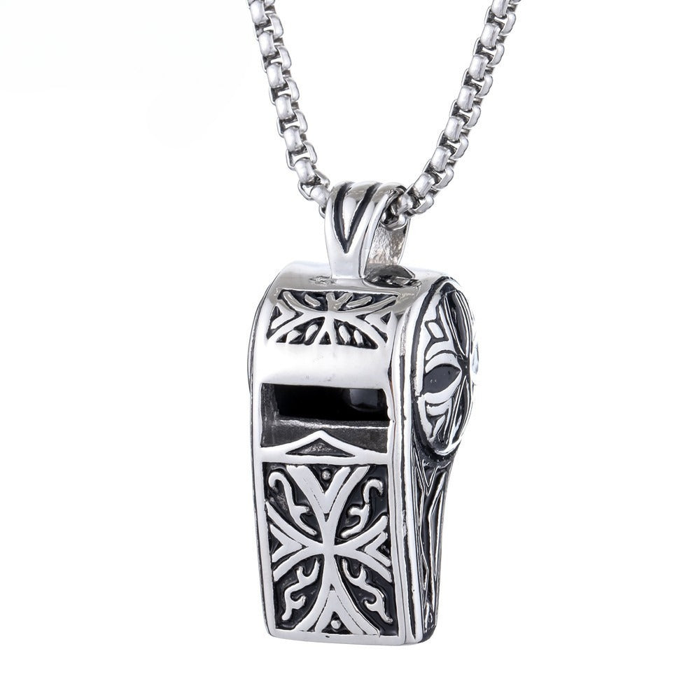 Kemstone Titanium Steel Whistle Pendant Necklace for Men P0146