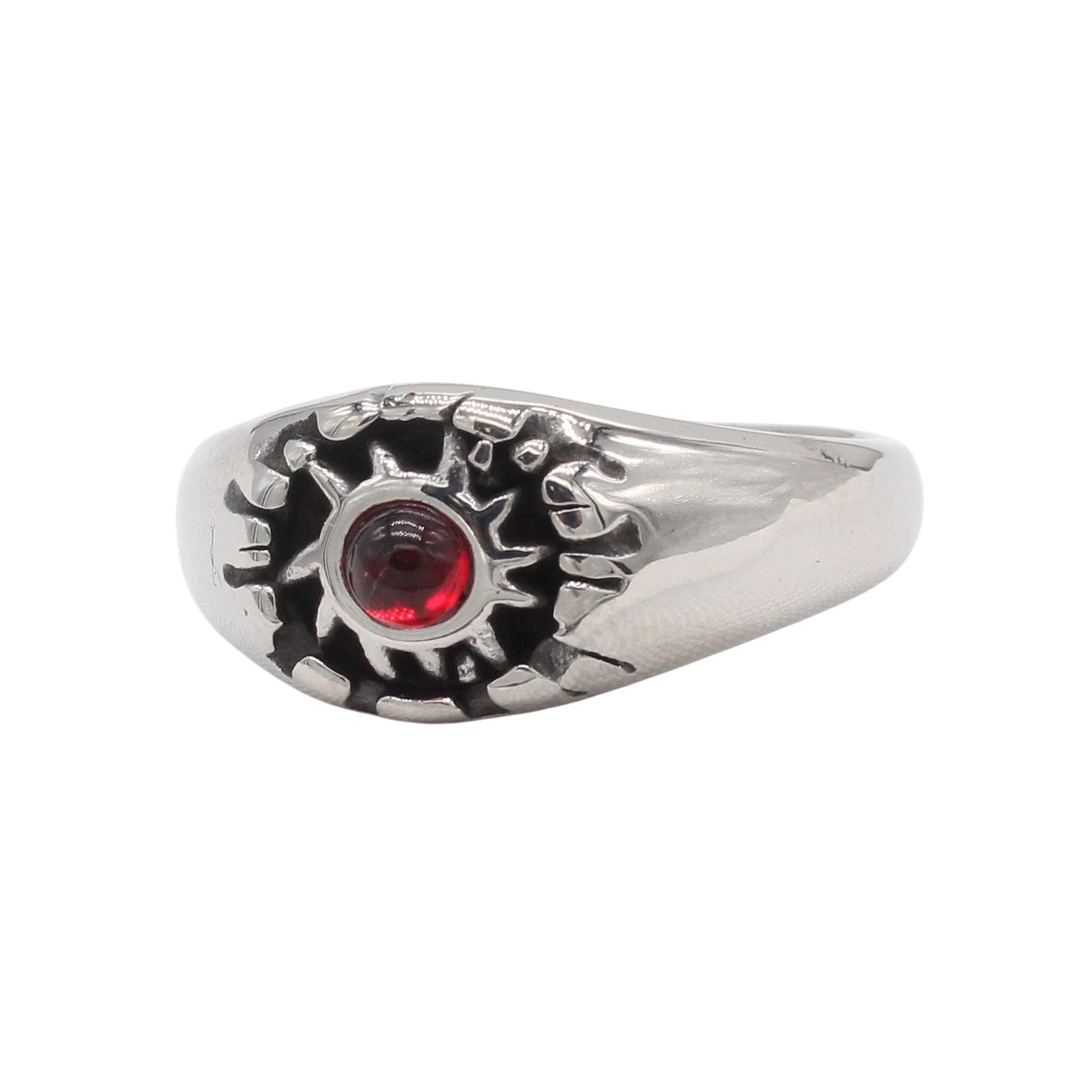 Kemstone Sun Cubic Zirconia Titanium Steel Ring for Men & Women R1933