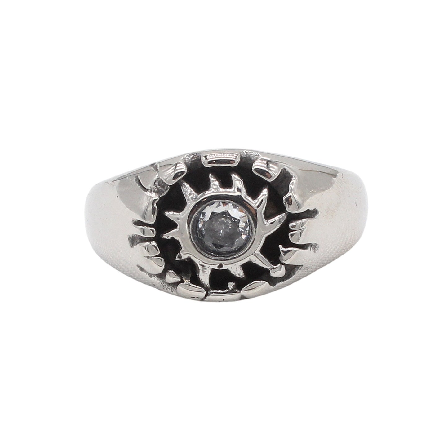 Kemstone Sun Cubic Zirconia Titanium Steel Ring for Men & Women R1933