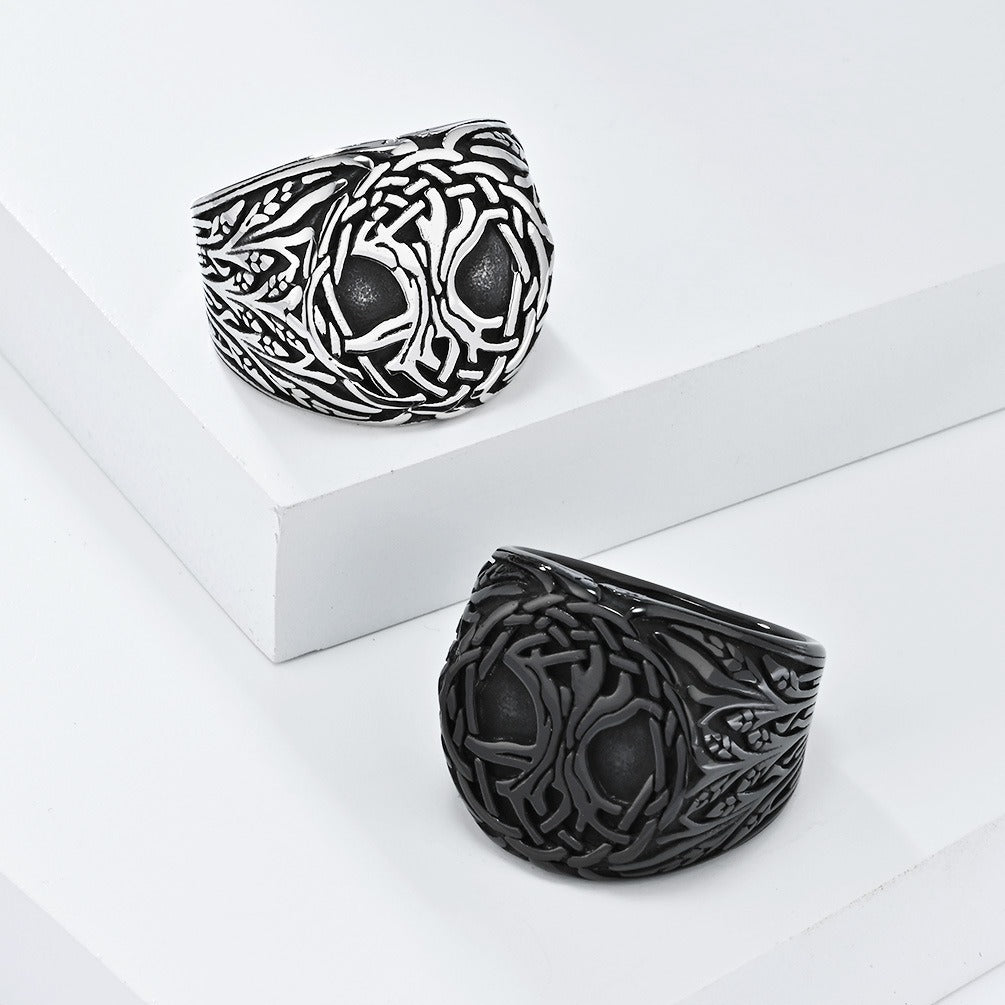 Kemstone Tree of Life Ring for Men Stainless Steel Viking K-R873